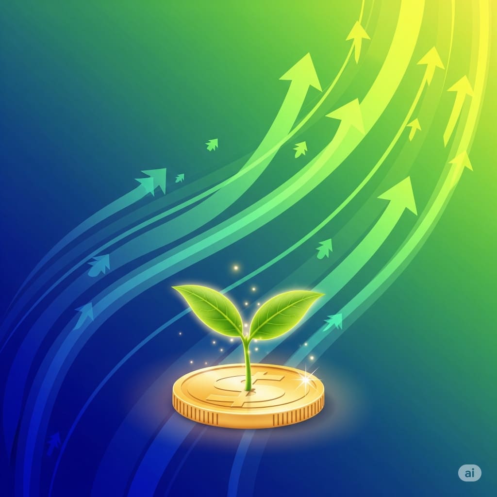 Guía visual sobre cómo empezar a invertir desde cero, mostrando el crecimiento desde una pequeña semilla.